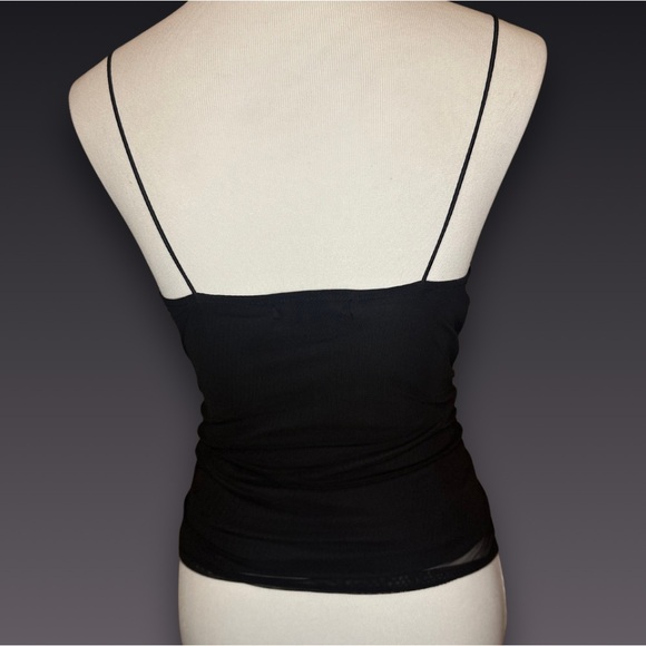 Vintage Almost Famous Ruched Mesh Black Tank Top (size Medium) - Picture 2 of 3